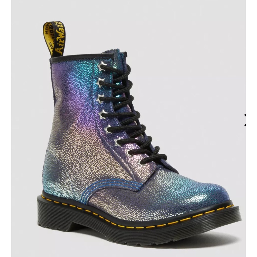 DR. MARTENS, 1460, Purple Rainbow Ray, Women’s Size 6, Iridescent Lace-Up Boot